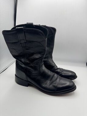 Mens Old West Black Leather #SRM4010 Western Cowboy boots size 10 10D D sleek